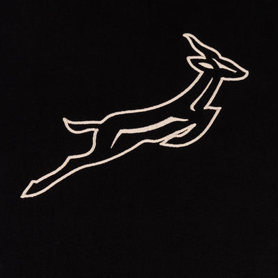 Official Springboks Outline Embroidered Black Crew Tee - Premium Cotton Comfort