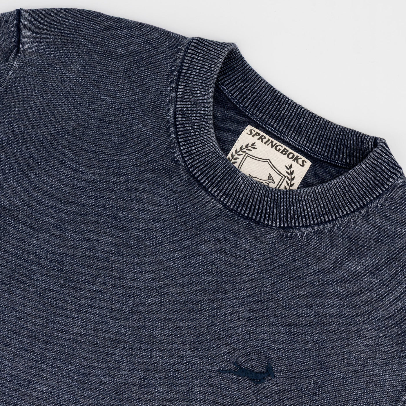 Springboks Premium Navy Overdyed Cotton Crew Neck Knit Rugby Fan Sweater