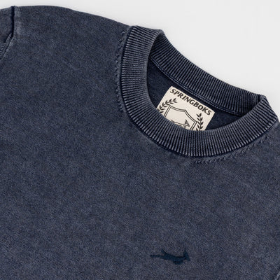 Springboks Premium Navy Overdyed Cotton Crew Neck Knit Rugby Fan Sweater