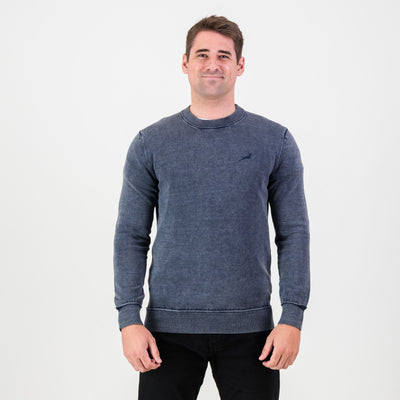 Springboks Premium Navy Overdyed Cotton Crew Neck Knit Rugby Fan Sweater