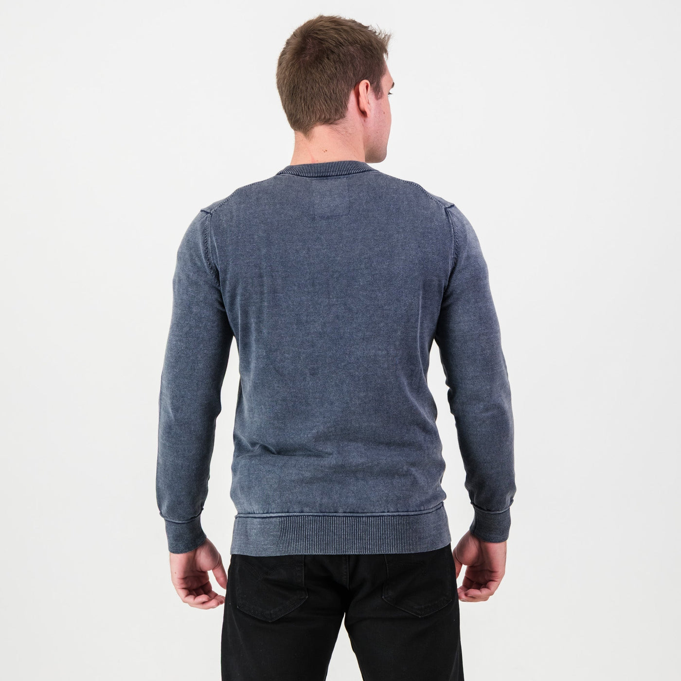 Springboks Premium Navy Overdyed Cotton Crew Neck Knit Rugby Fan Sweater