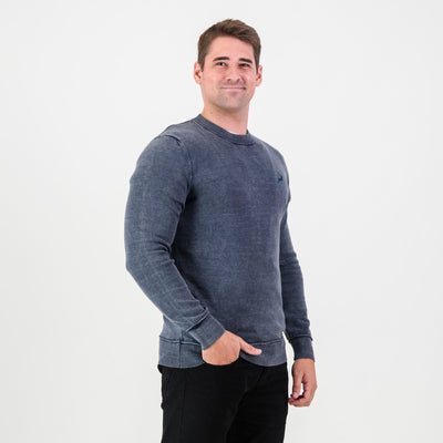 Springboks Premium Navy Overdyed Cotton Crew Neck Knit Rugby Fan Sweater
