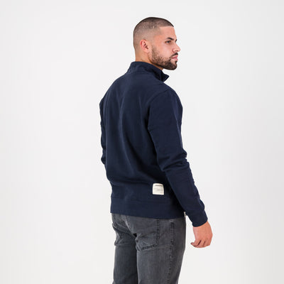 Springboks Pop Art Navy Quarter Zip Sweatshirt - Heavyweight Cotton Terry
