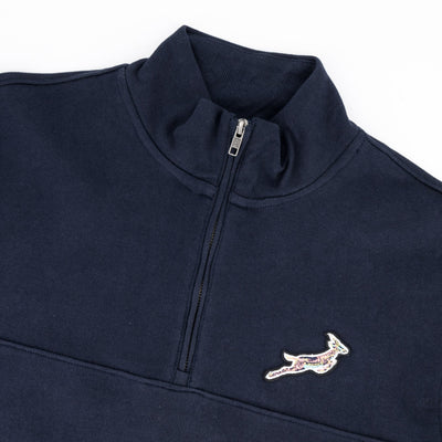 Springboks Pop Art Navy Quarter Zip Sweatshirt - Heavyweight Cotton Terry
