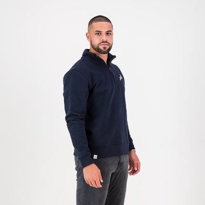 Springboks Pop Art Navy Quarter Zip Sweatshirt - Heavyweight Cotton Terry