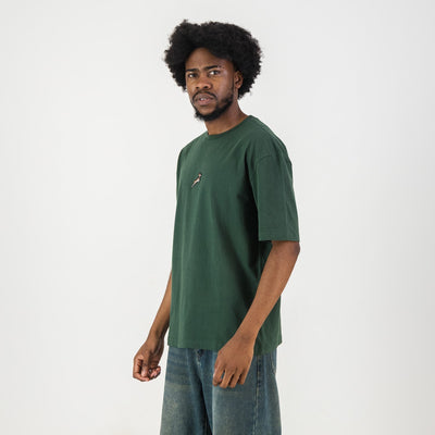 Springboks Rugby Pop Badge Boxy Crew Tee, Heavy Cotton, Loose Fit, OS Green