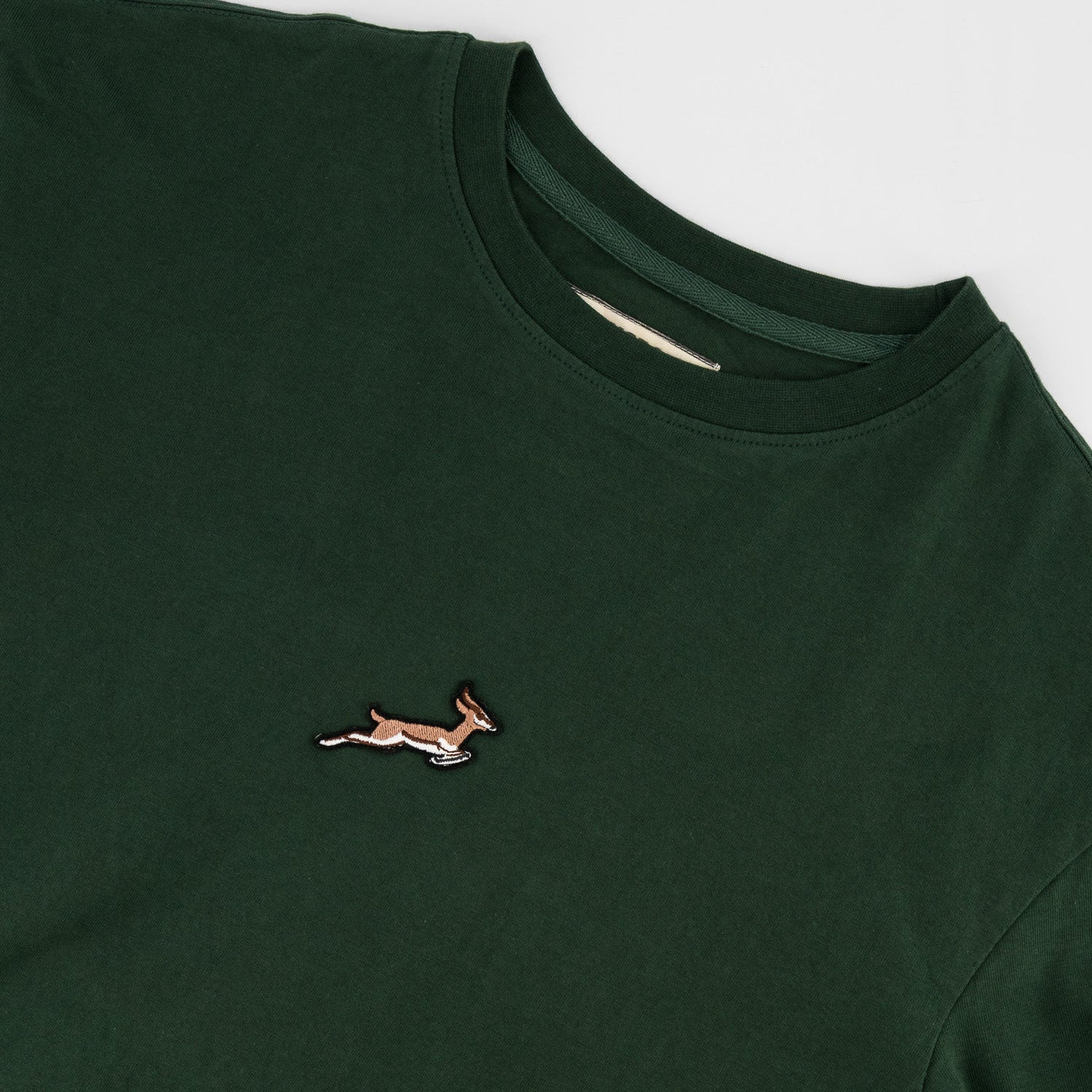 Springboks Rugby Pop Badge Boxy Crew Tee, Heavy Cotton, Loose Fit, OS Green