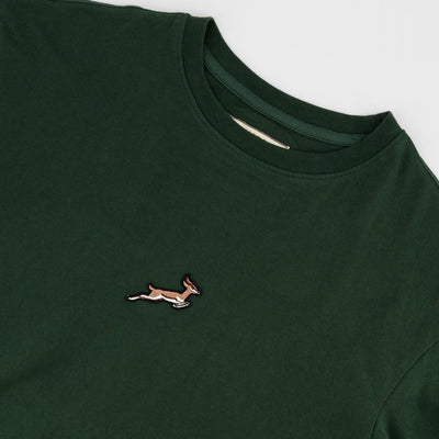 Springboks Rugby Pop Badge Boxy Crew Tee, Heavy Cotton, Loose Fit, OS Green