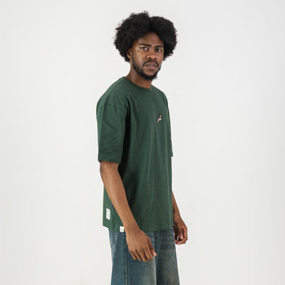 Springboks Rugby Pop Badge Boxy Crew Tee, Heavy Cotton, Loose Fit, OS Green