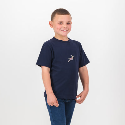 Springboks Kids Navy Pop Badge Crew Tee - Soft Cotton Rugby Fan