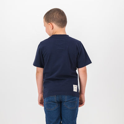 Springboks Kids Navy Pop Badge Crew Tee - Soft Cotton Rugby Fan