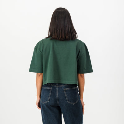 Springboks Rugby Pop Badge Ladies Boxy Crew Tee - OS Green Fan Apparel
