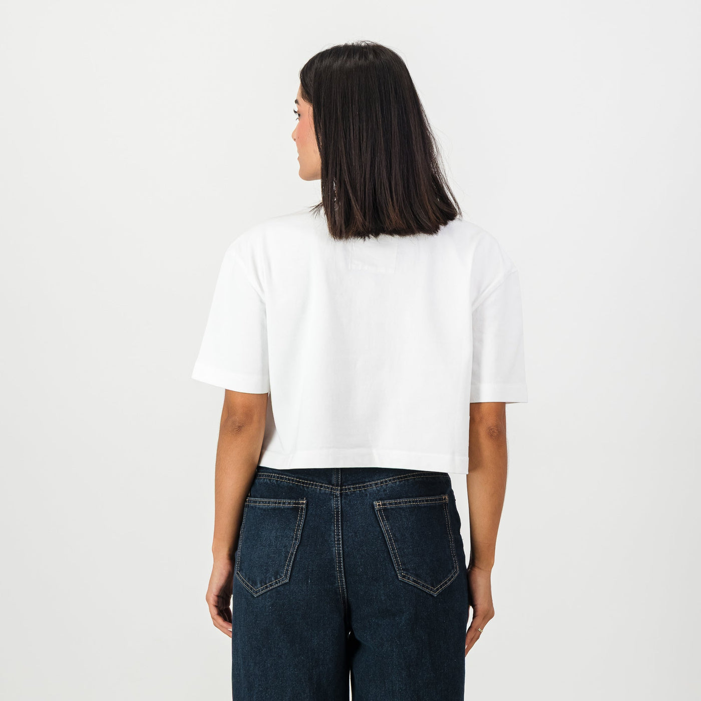Springboks Ladies Boxy Crew Tee: White Cropped Cotton Rugby Fan Top