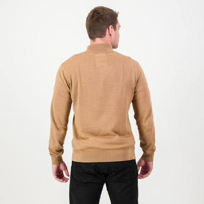 Luxurious Springboks Toffee Quarter Zip Knit Sweater Soft Cotton Comfort