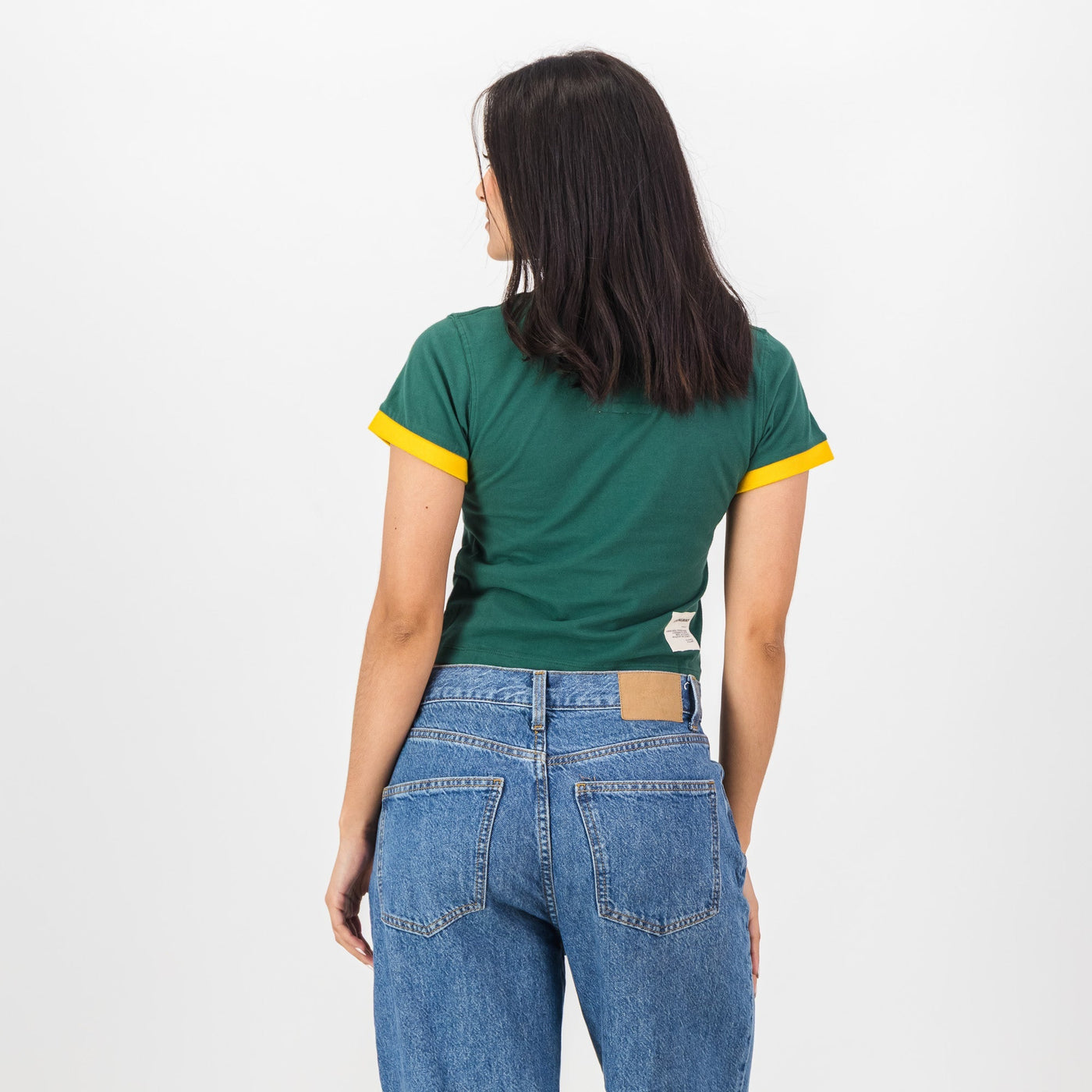 Official Springboks Women's Green Ringer Crop Crew Neck Rugby Tee Top