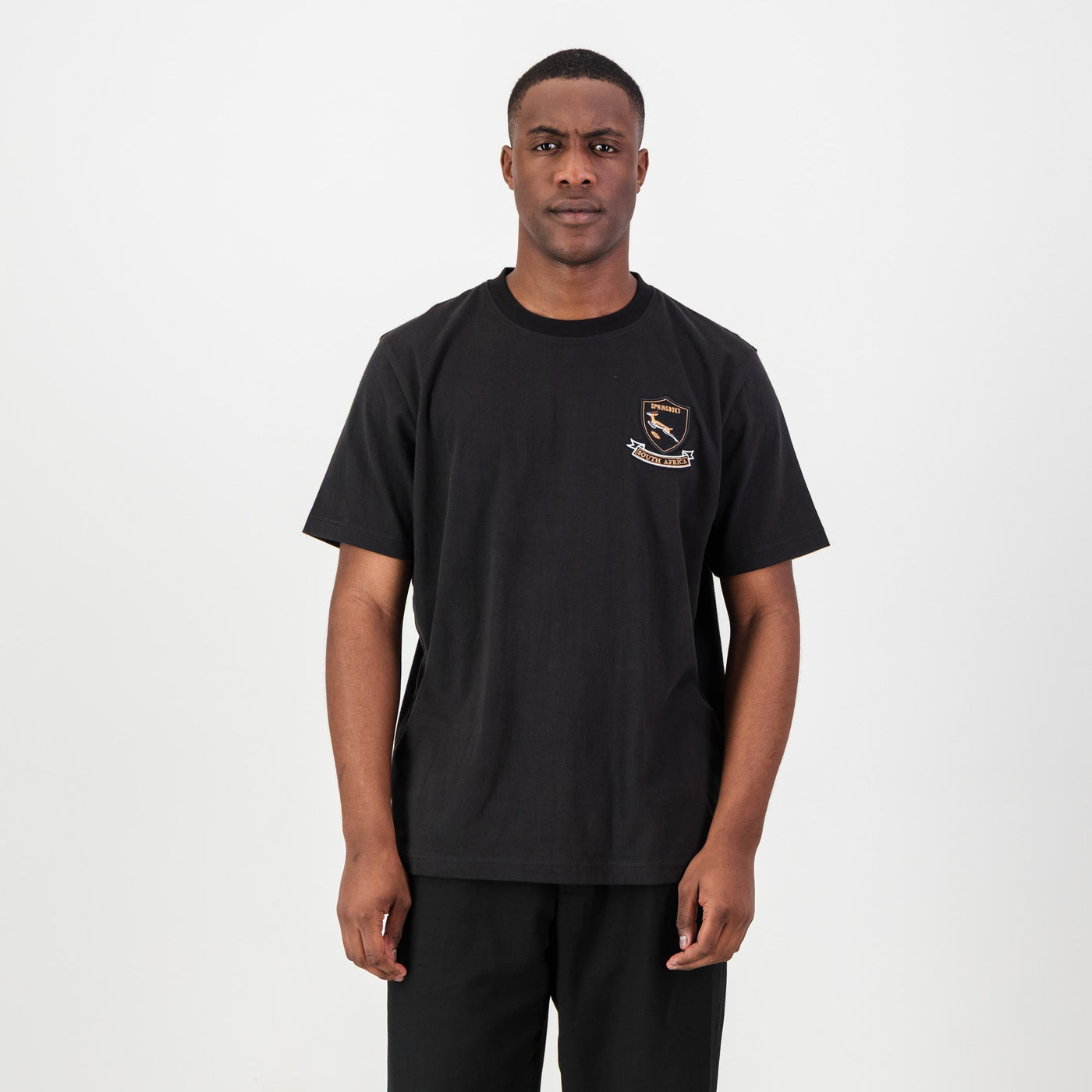 Springboks Shield Badge Regular Crew Neck Tee: Soft Cotton Fan Apparel