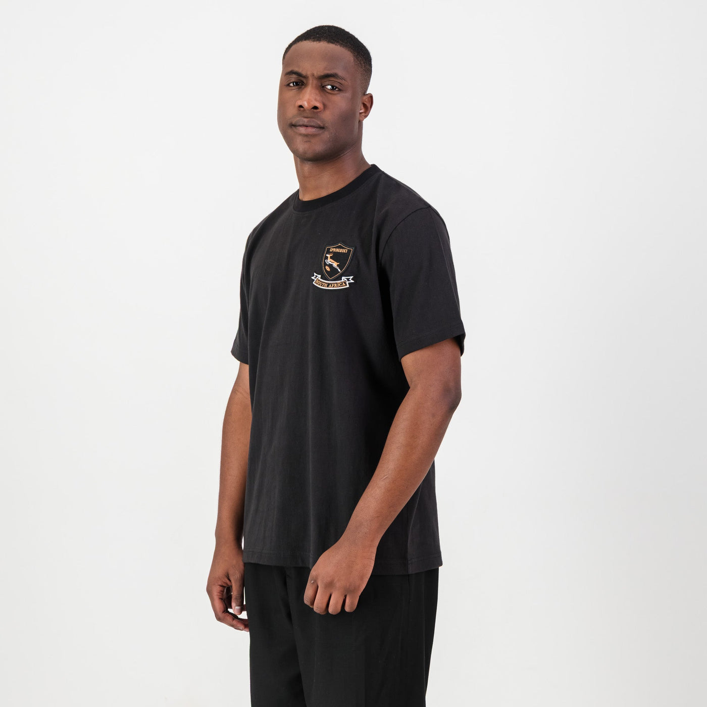 Springboks Shield Badge Regular Crew Neck Tee: Soft Cotton Fan Apparel