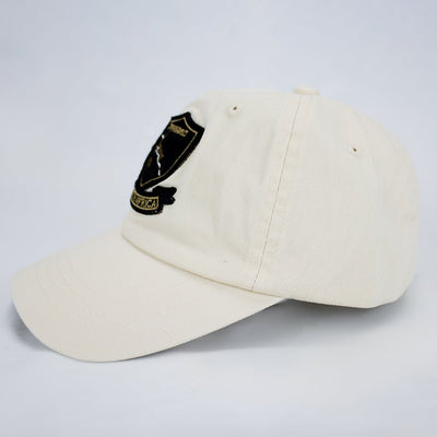Springboks Shield Dad Cap - Ivory Cotton Twill Adjustable Rugby Fan Hat