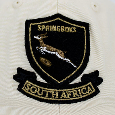 Springboks Shield Dad Cap - Ivory Cotton Twill Adjustable Rugby Fan Hat