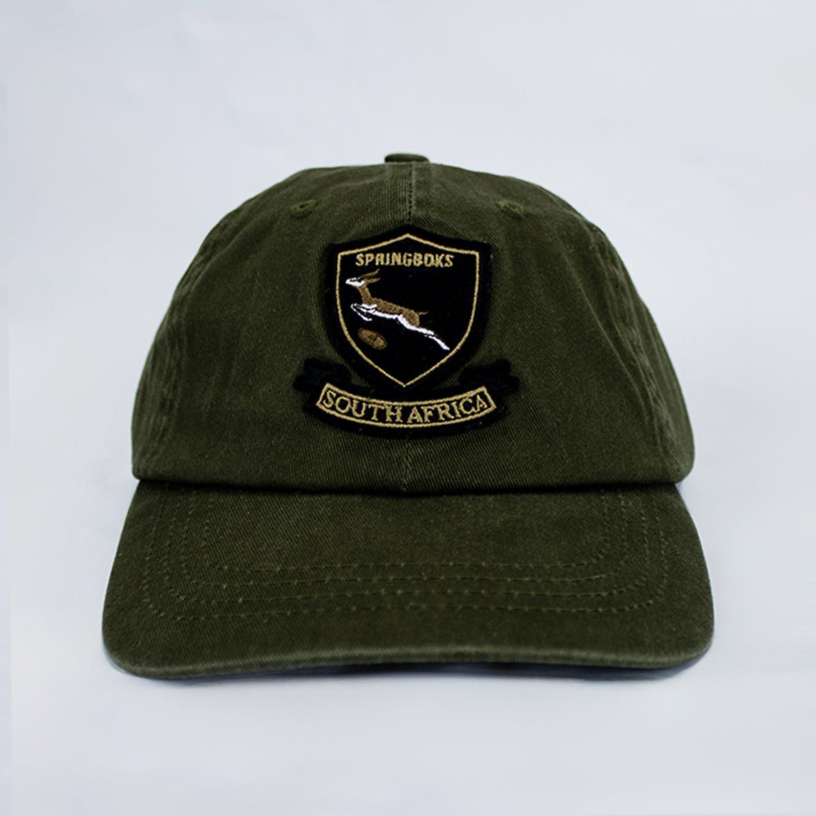 Springboks Rugby Shield Dad Cap: Military Olive Cotton Twill Adjustable Hat