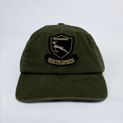 Springboks Rugby Shield Dad Cap: Military Olive Cotton Twill Adjustable Hat