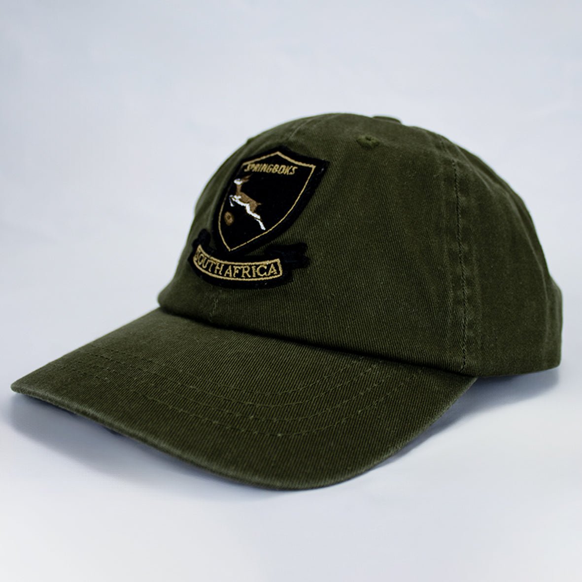 Springboks Rugby Shield Dad Cap: Military Olive Cotton Twill Adjustable Hat