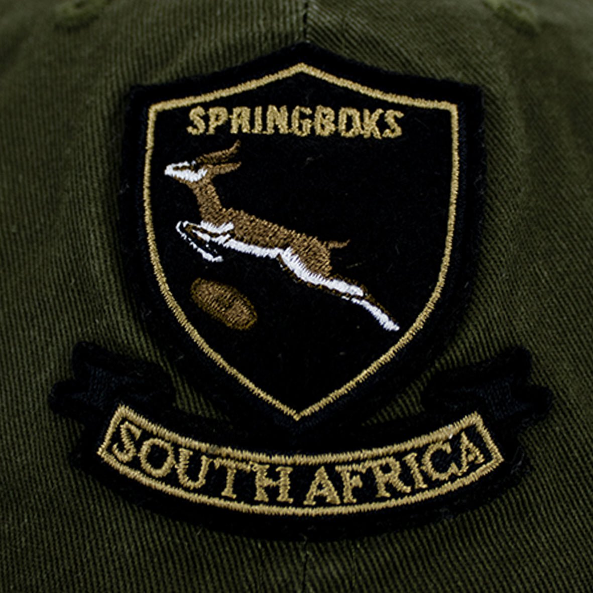Springboks Rugby Shield Dad Cap: Military Olive Cotton Twill Adjustable Hat
