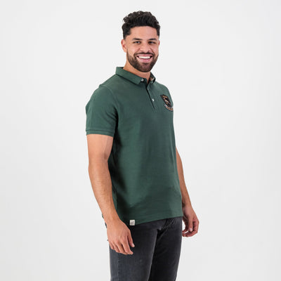 Springboks Shield Polo: Classic Green 100% Cotton Pique Rugby Fan Shirt