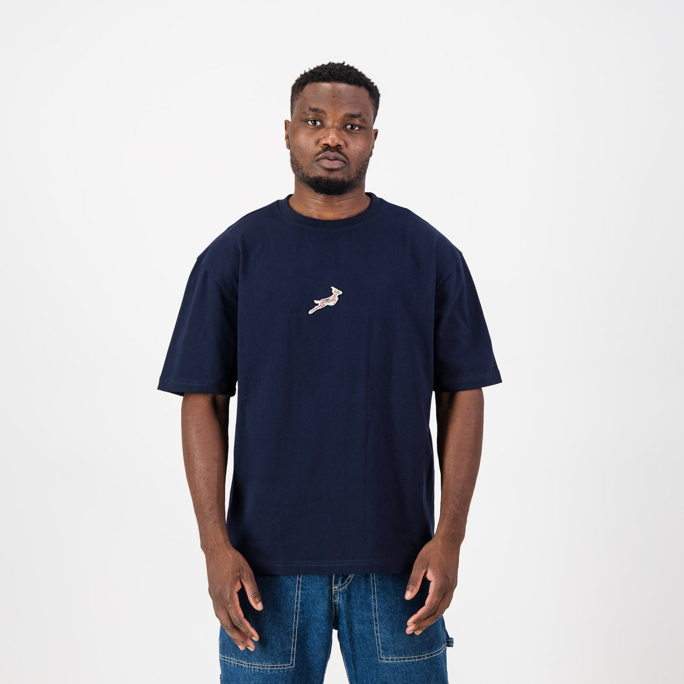Navy Springboks Small Logo Boxy Tee V2 - Premium Cotton Fan Shirt