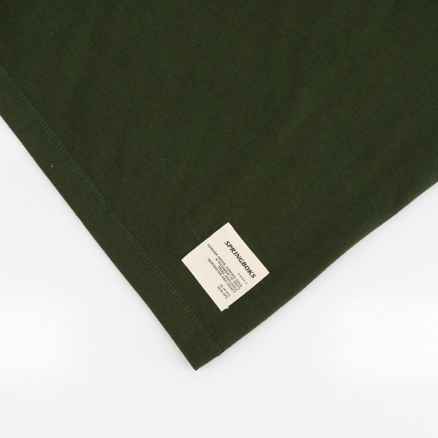 Springboks Men's Military Olive Premium Cotton Crew Neck T-Shirt - Embroidered Shield
