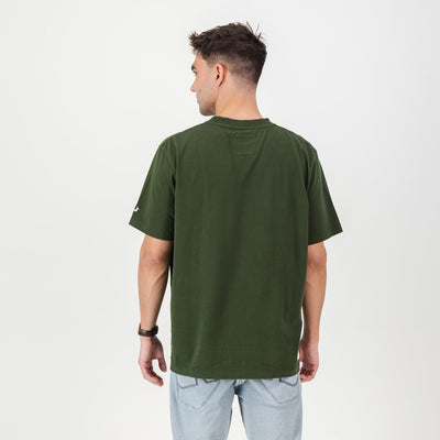 Springboks Men's Military Olive Premium Cotton Crew Neck T-Shirt - Embroidered Shield