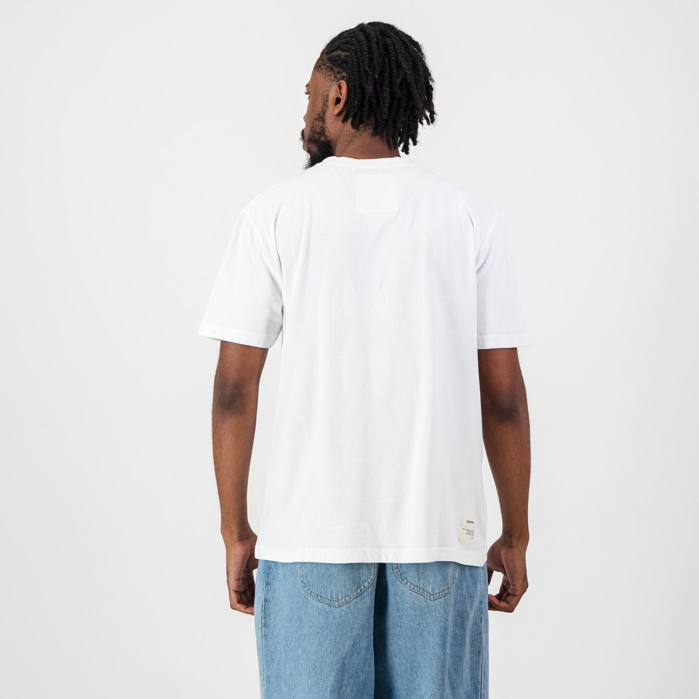 Springboks Embroidered Head Bok White Regular Crew Neck Cotton Tee