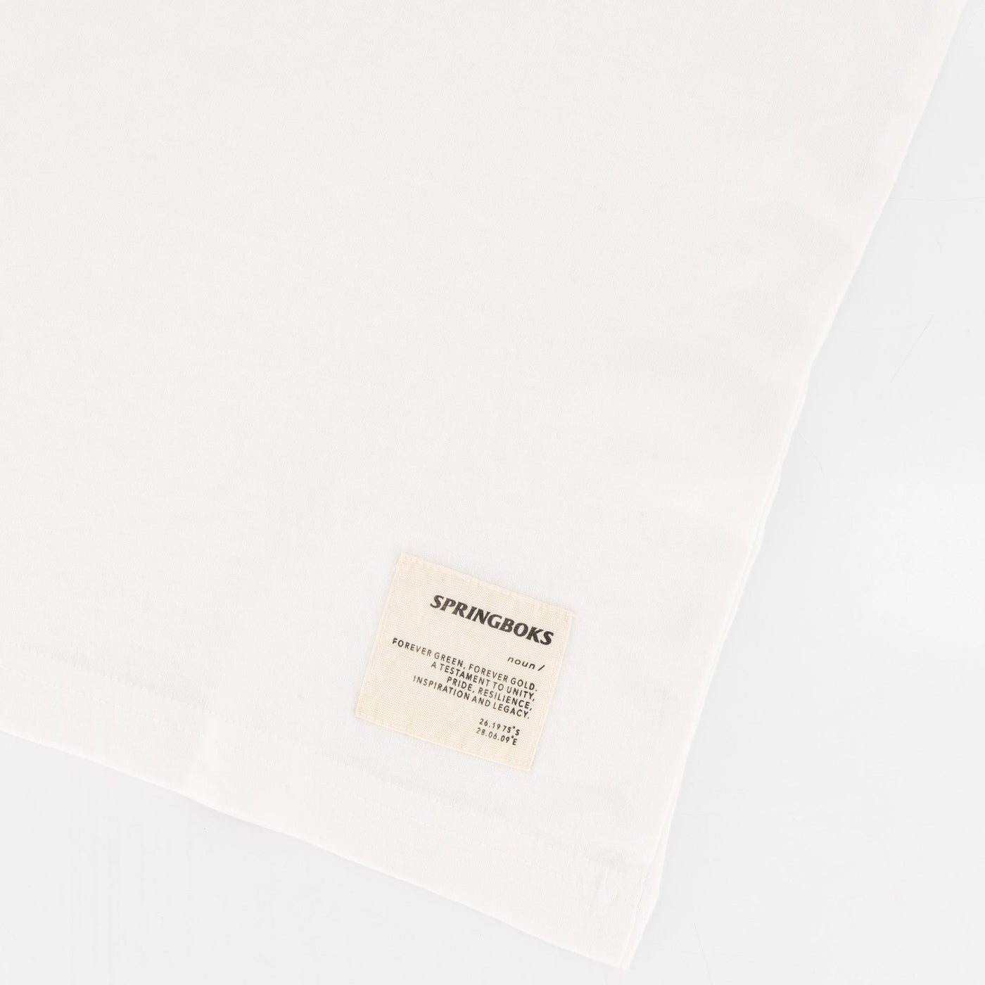 Springboks Embroidered Head Bok White Regular Crew Neck Cotton Tee