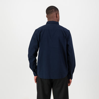 Springboks Navy Tailored Long Sleeve Oxford Shirt - Premium Cotton Comfort