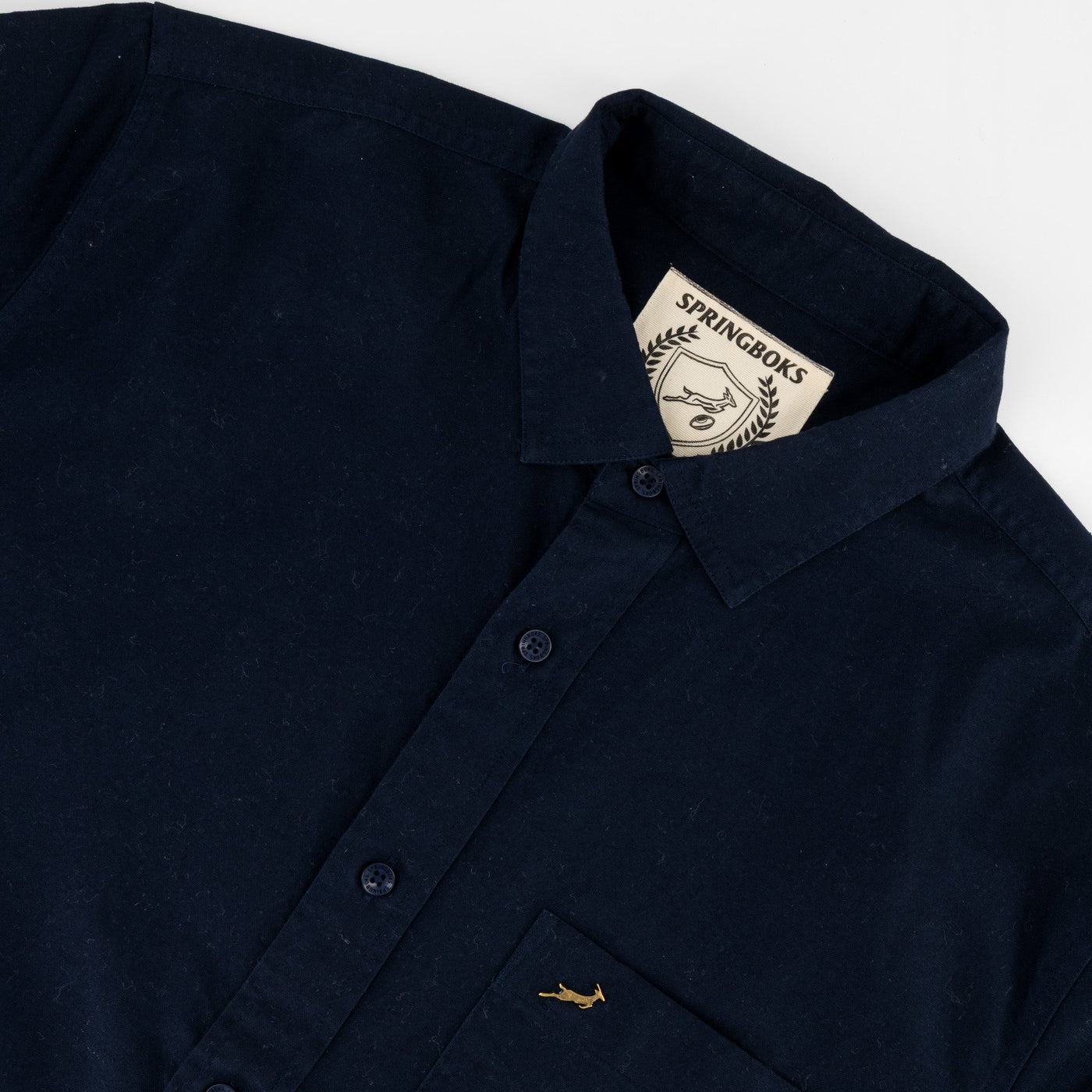Springboks Navy Tailored Long Sleeve Oxford Shirt - Premium Cotton Comfort