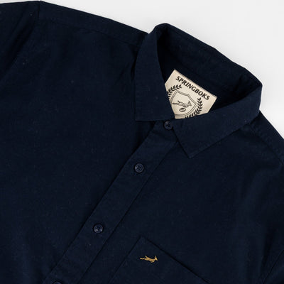 Springboks Navy Tailored Long Sleeve Oxford Shirt - Premium Cotton Comfort