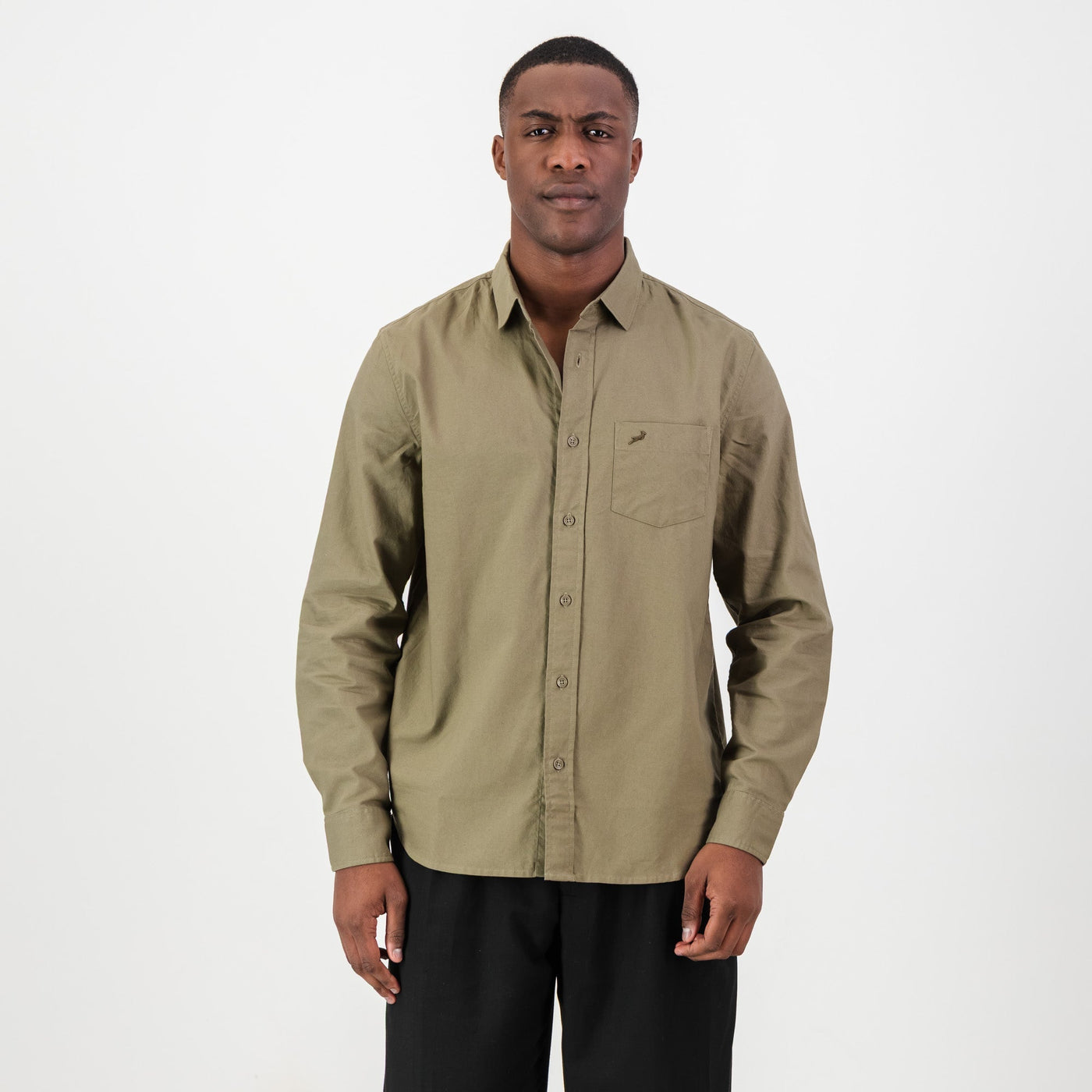 Springboks Classic Tailored Taupe Oxford Shirt: Premium Cotton, Long Sleeve, Durable Style