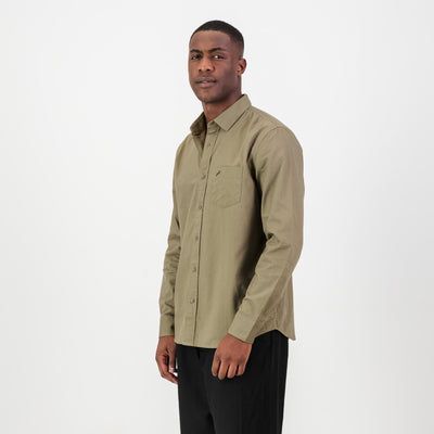 Springboks Classic Tailored Taupe Oxford Shirt: Premium Cotton, Long Sleeve, Durable Style