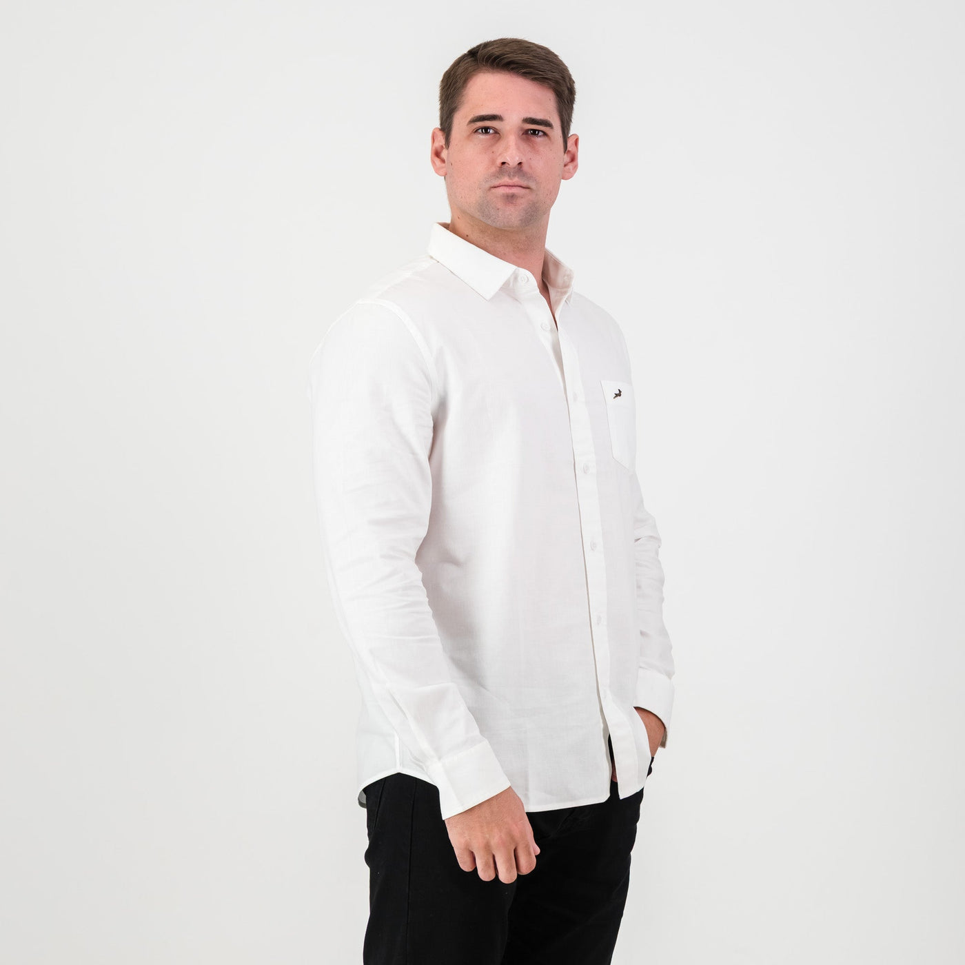 Springboks Tailored White Oxford Shirt: Premium Cotton, Long-Sleeve, Smart Casual Style