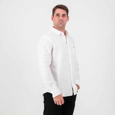 Springboks Tailored White Oxford Shirt: Premium Cotton, Long-Sleeve, Smart Casual Style