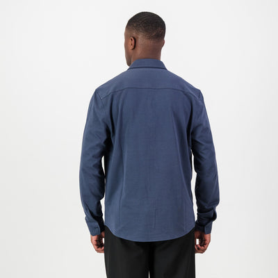 Springboks Tailored Navy Long Sleeve Shirt: Premium Stretch Cotton, Embroidered Logo