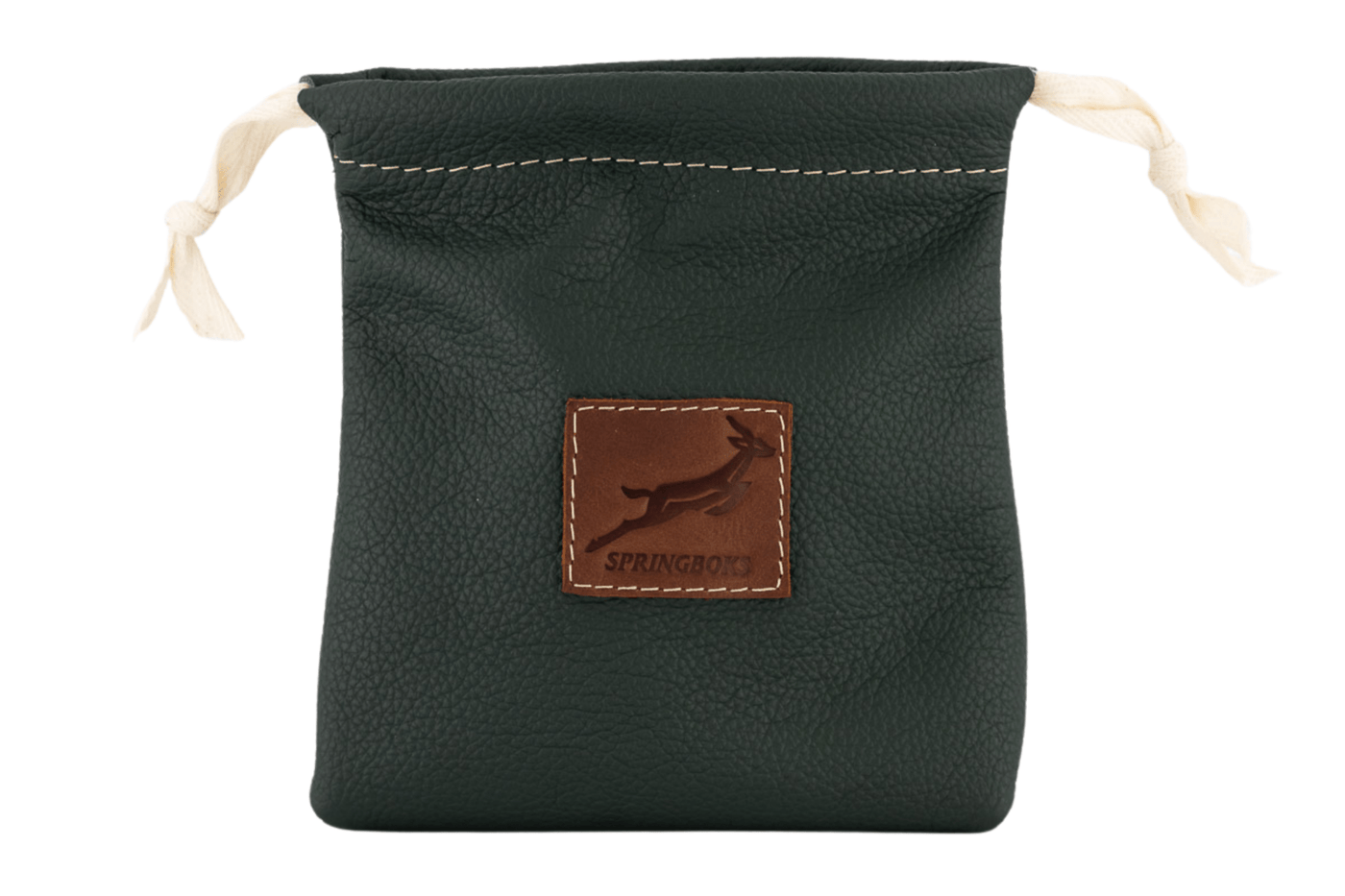 Premium Springboks Leather Drawstring Pouch - OS Green Golf Tee Bag