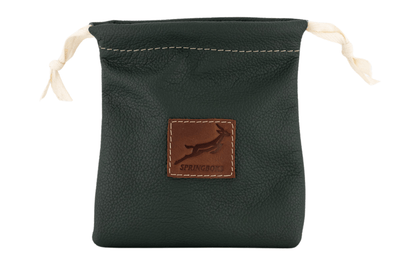 Premium Springboks Leather Drawstring Pouch - OS Green Golf Tee Bag