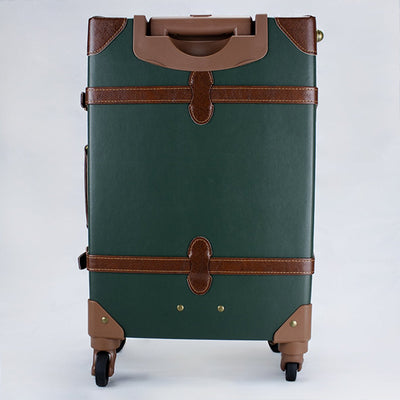 Nostalgic Springboks Green Travel Bag with Wheels, Lock, PU Leather, Carry-On