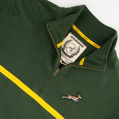 Premium Springboks Twill Hoop Quarter-Zip Sweatshirt, Heavyweight French Terry, OS Green