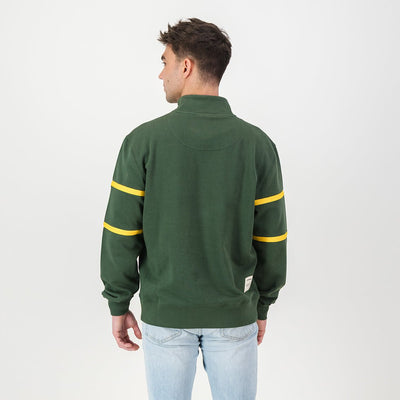Premium Springboks Twill Hoop Quarter-Zip Sweatshirt, Heavyweight French Terry, OS Green
