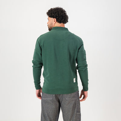 Springboks Rugby Fan Quarter Zip Sweatshirt - OS Green Heavyweight Cotton