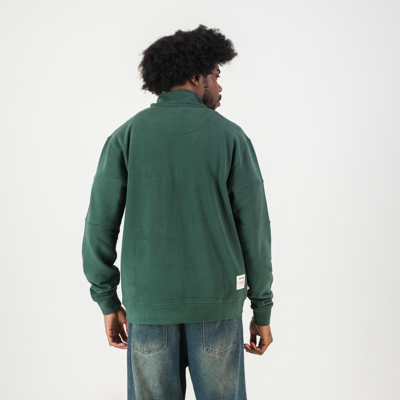 Official Springboks Quarter Zip Sweatshirt: OS Green Twill Sleeve, French Terry Comfort