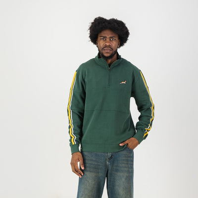 Official Springboks Quarter Zip Sweatshirt: OS Green Twill Sleeve, French Terry Comfort
