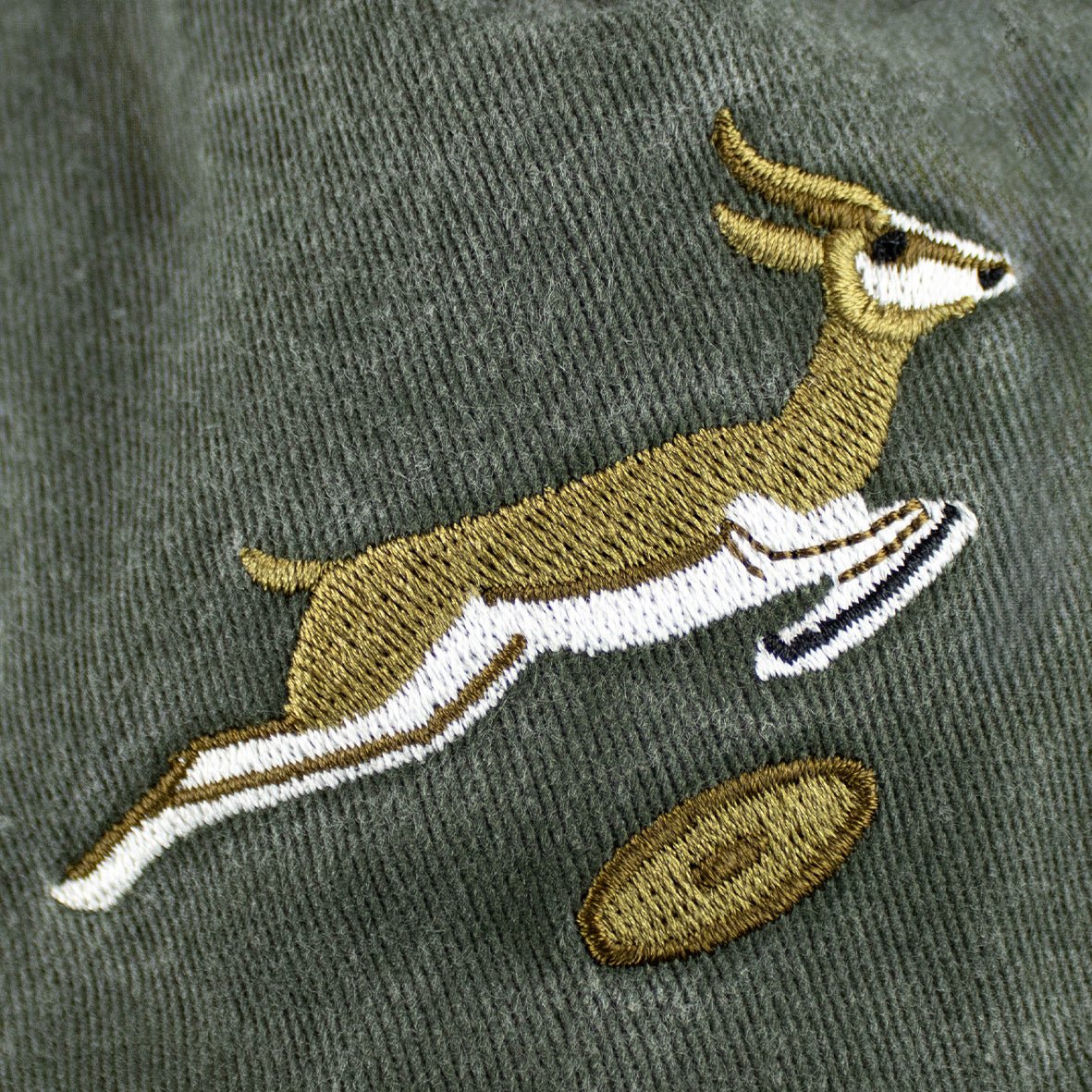 Official Springboks Rugby Fan Cap: Distressed Military Olive, Adjustable Cotton Twill
